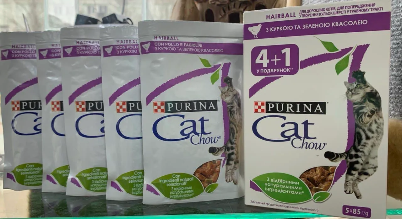 Cat Chow Adalt HAIRBALL курка+зелена квасоля 85г. (4+1)