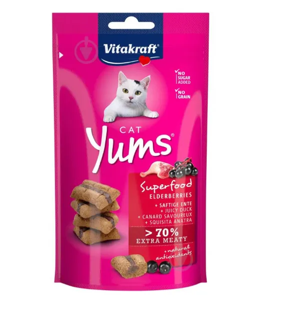 Ласощі для котів Vitakraft Yums качка та бузина 40г 39810