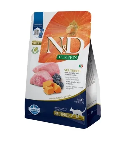 Farmina Cat N&D Grain Free Prime Pumpkin Lamb&Blueberry Neutered Adult з ягням, гарбузом та чорницею для стерилізованих котів 300g 40121