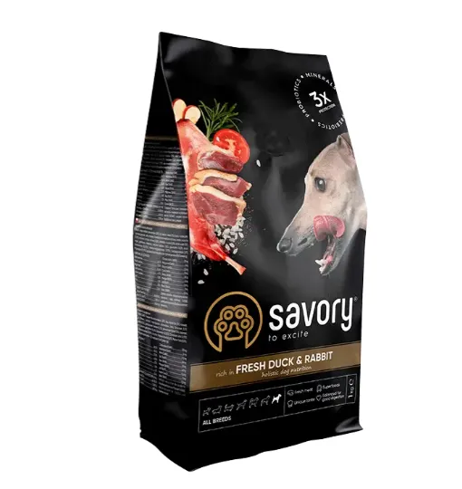 Savory сухий корм для собак усіх порід качка/кролик 1кг 30167