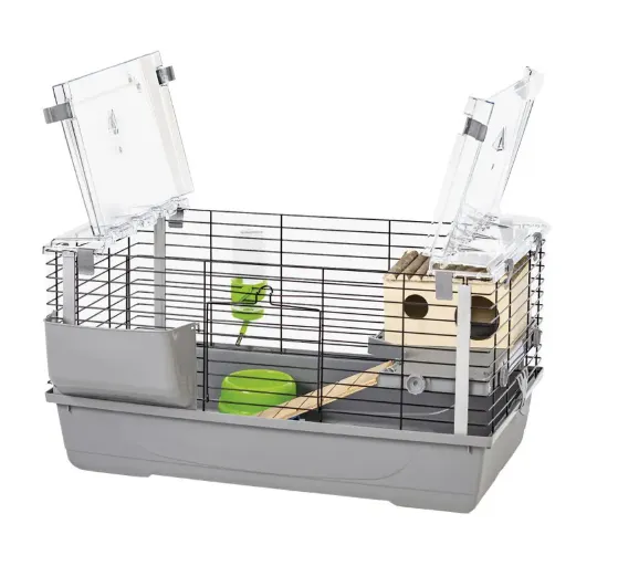 Клітка для гризунів EVA VIP GREY/BLACK з дерев'яним будиночком 79x45x52см