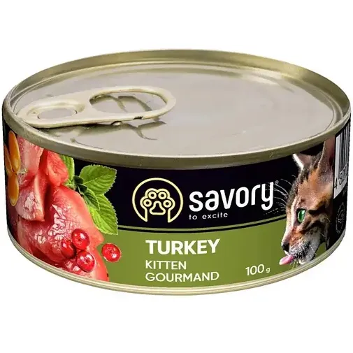 Корм Savory вологий для кошенят з індичкою 100г 30679