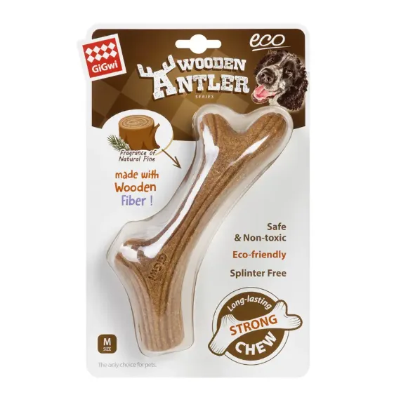 2342 Іграшка для собак Ріг жувальний GiGwi Wooden Antler, дерево, полімер, М