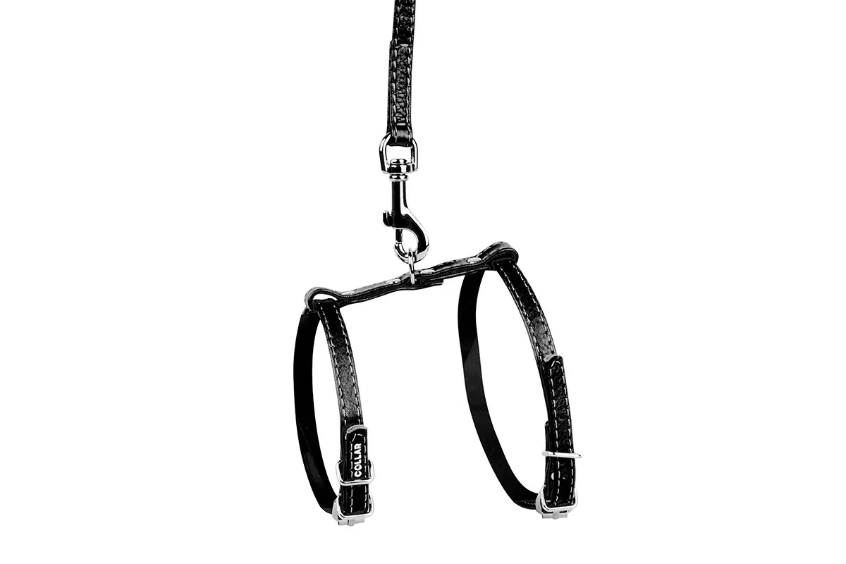 CoLLaR Glamour шлея з повідком (чорний), W 9, А 20-30 см, В 30-40 см, L 115 см