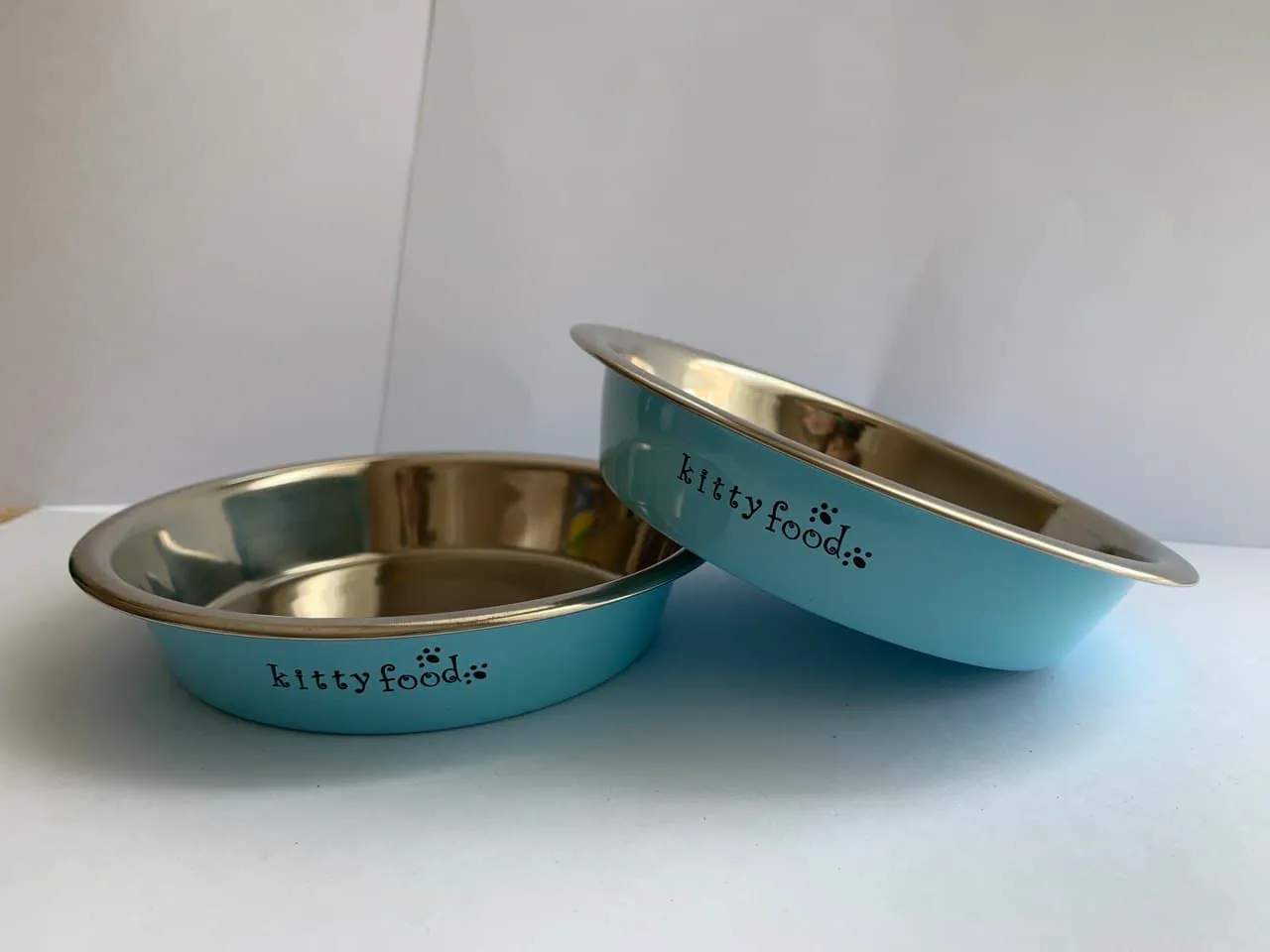 М 130 Миска металева для кота "Kitty Food" блакитна 0,3л