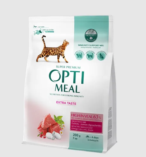 Optimeal+ для котів, телятина 0.2кг