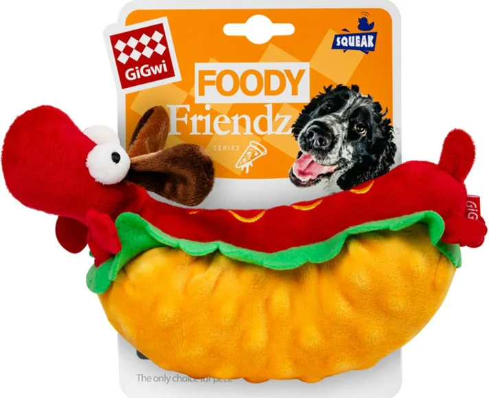 2262 Іграшка для собак "Хот-дог" з пищалкою GiGwi Foody Friends текстиль, плюш 24см