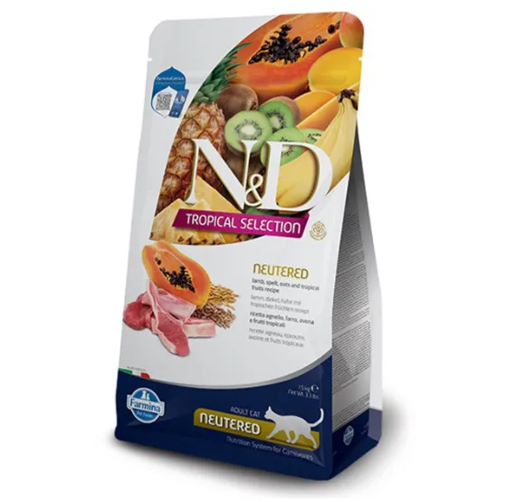 Farmina Cat N&D Low Grain Tropical Selection Lamb Neutred з ягням та тропічними фруктами для стерилізованих котів 1кг 42149