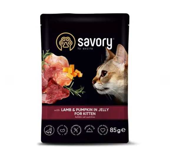 Savory Cat Pouch Kitten Lamb & Pumpkin ягня & гарбуз для кошенят 85г 20086