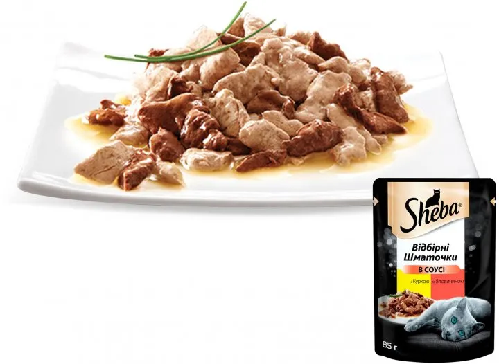 Sheba POU з куркою та яловичиною в соусі 85г