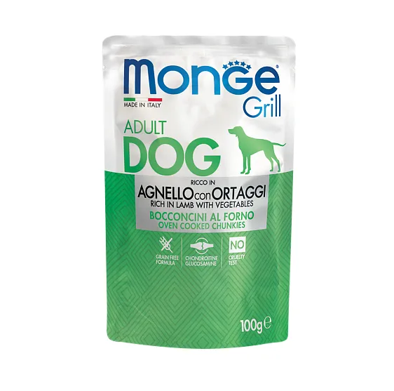 MONGE Pouch Grill Lamb/Veget. Консервований корм для собак, ягня/овочі 100г