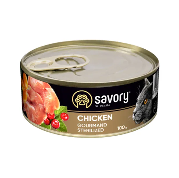 Корм Savory вологий для стерилізованих котів з куркою 100г 30747