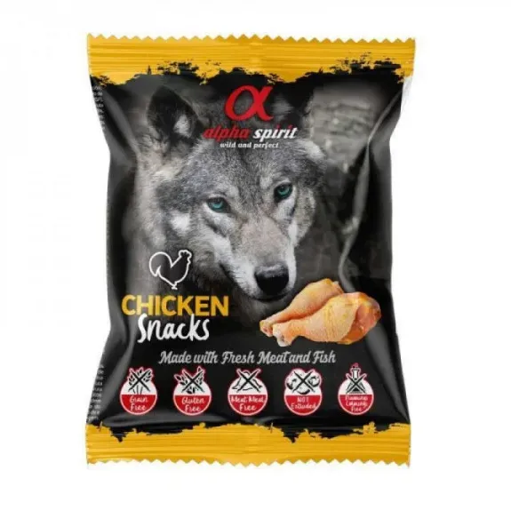 Alpha Spirit Chicken Snacks Напіввологі ласощі з курки для собак 50г