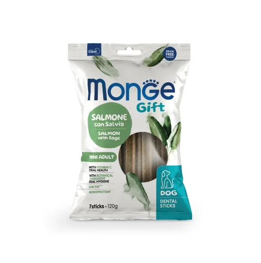 Ласощі для собак Monge Gift Mini Adult Dental sticks Salmon/Sage лосось/шавлія 120г 70085564