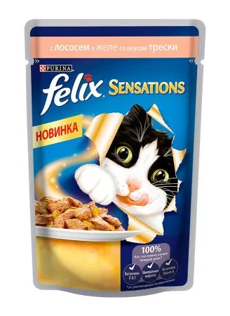 Felix Sensations пауч для котів в желе (лосось&тріска), 100 г