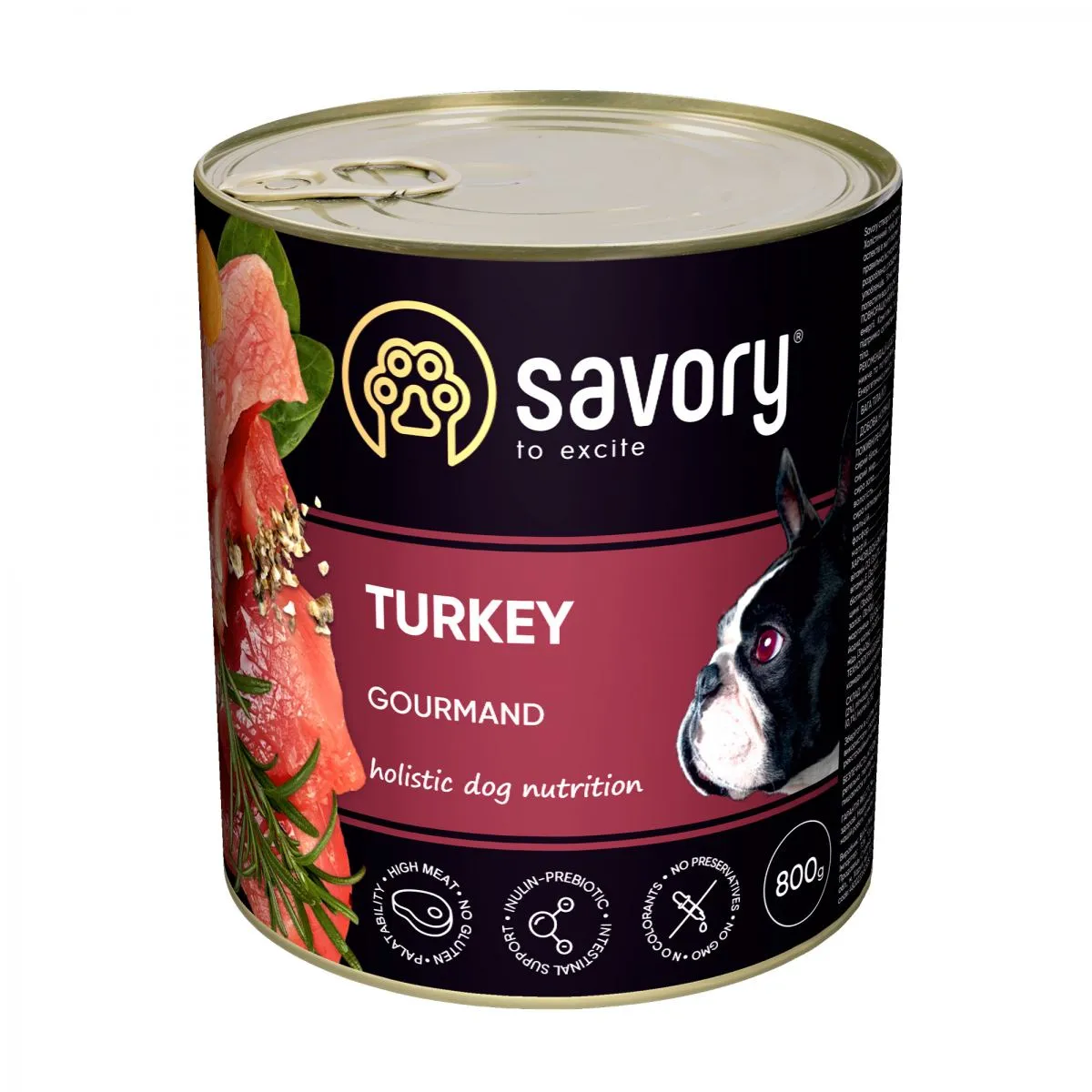 Savory вологий корм для дорослих собак усіх порід з індичкю 800g