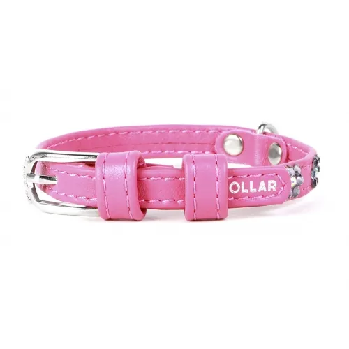 32557 Нашийник "CoLLaR GLAMOUR" з клей.стразами "Квітка" (шир.9мм, довж.22-30см) рожевий