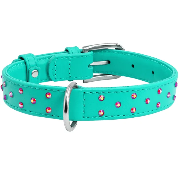 35029 Нашийник CoLLaR Glamour шкіряний з оздобленням "Аплікація" Ш 20мм Д 30-39см ментоловий