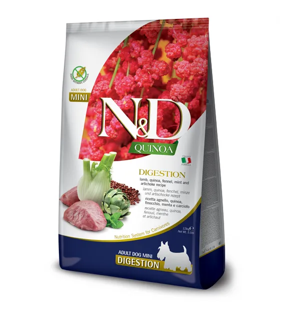 Farmina Dog N&D Grain Free Digestion Lamb Quinoa&Fennel Adult Mini з ягням, кіноа та фенхелем для малих порід при поруш. травл. 2.5kg 40060