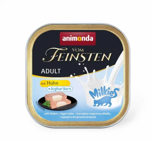 Паштет для котів Animonda Von Feinsten Adult Chicken+Yoghurt centre (курка з йоругтовим центром) 100г
