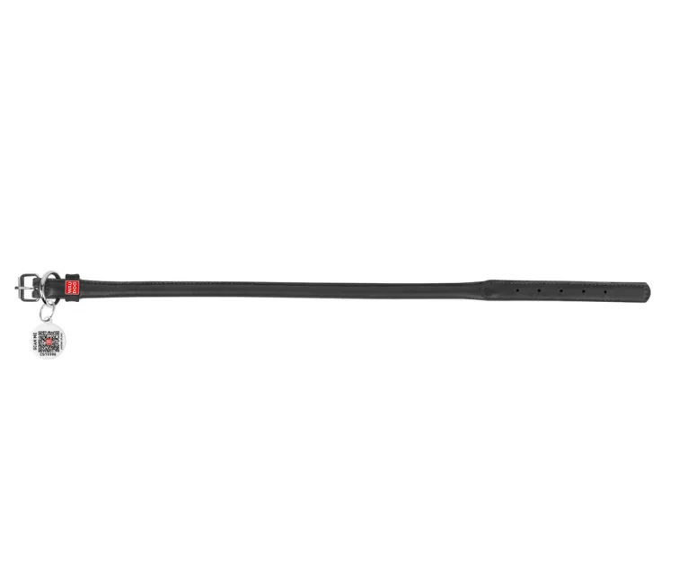 01581 Нашийник WAUDOG Glamour з QR паспортом, шкіряний, круглий d 10мм Д 39-47см чорний