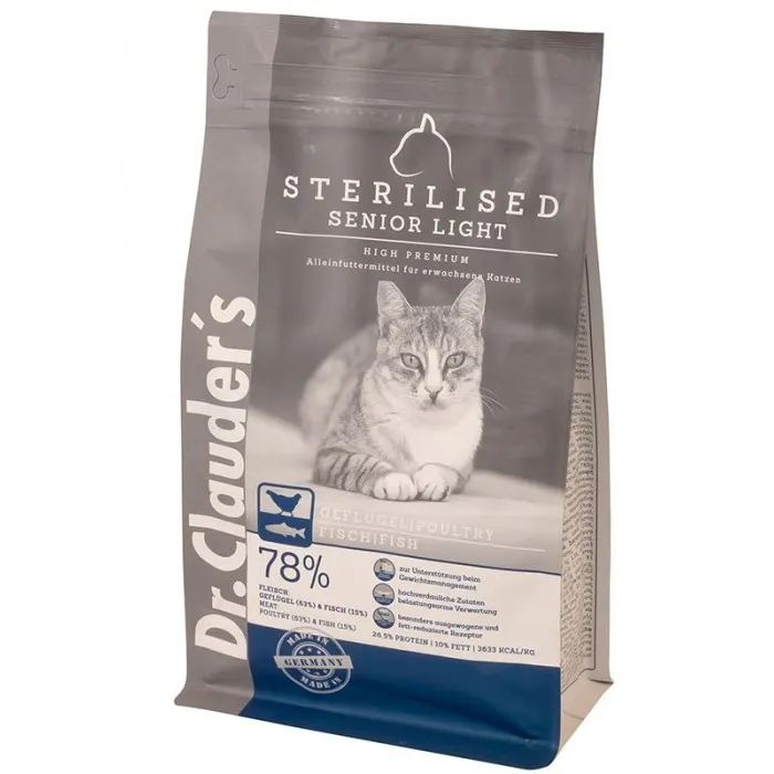 Dr.Clauder's High Premium Sterelised Senior Light для стерилізованих котів, старше 8 років та/або надлишковою вагою 1кг