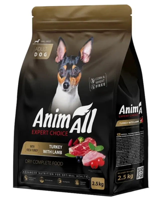 Сухий корм AnimAll для собак малих порід з індичкою та ягням 2.5кг