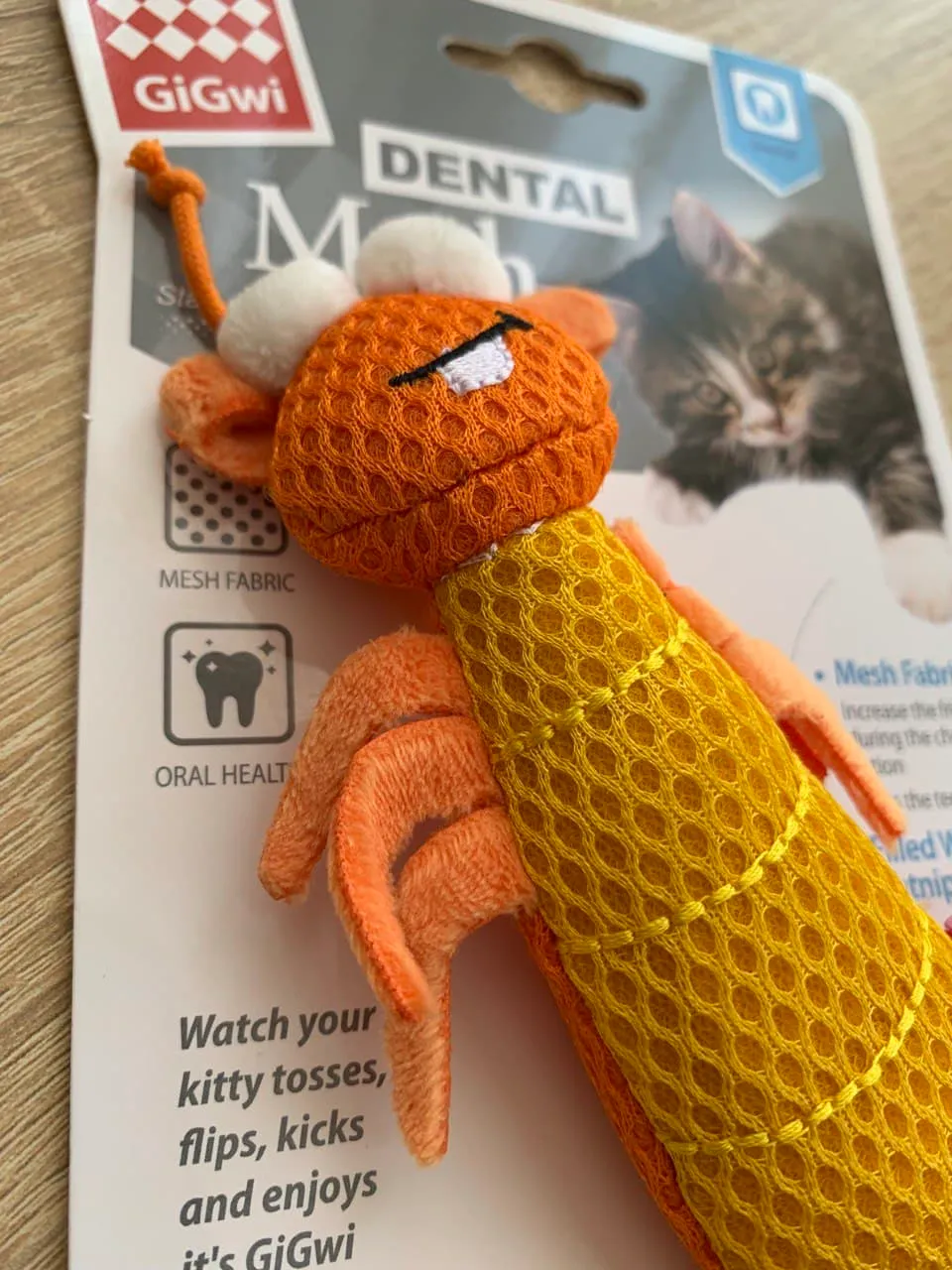 Іграшка для котів Креветка GiGwi Dental Mesh з м'ятою