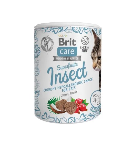 Ласощі Brit Care Snack Superfruits Insect з комахами для котів 100г 100652