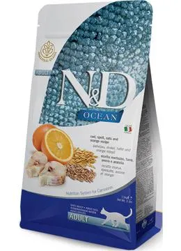 Farmina Cat N&D Low Grain Ocean Adult тріска з апельсином для дор.котів 1кг 36889