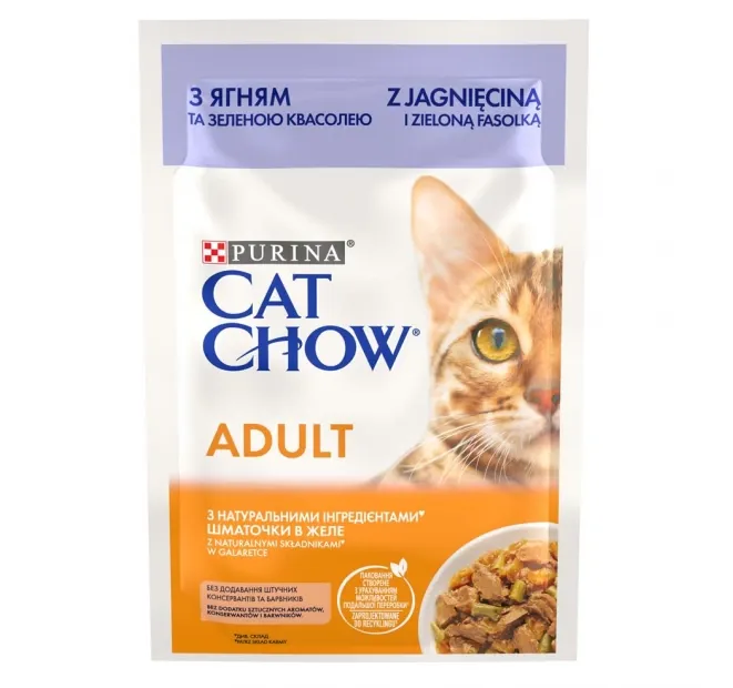 CatChow Adult ягня та зел. квасоля в желе 85г