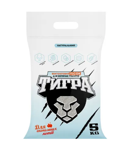 Наповнювач бентонітовий Тигра 5кг, 0,1-11мм, сіра