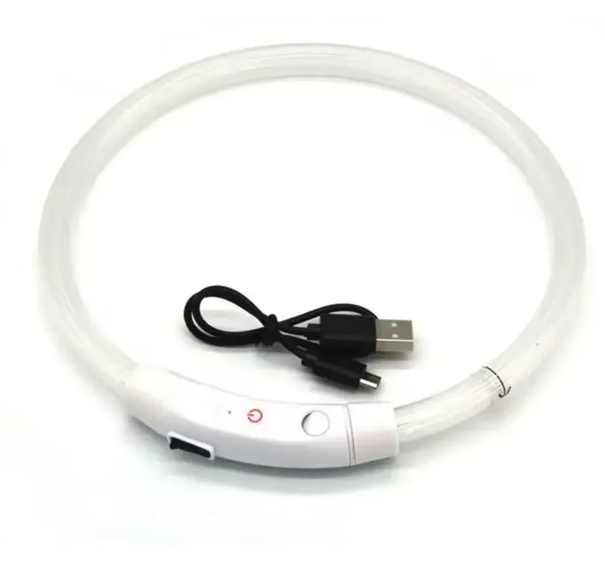 LGT16 Нашийник, що світиться ZooMax USB силікон прозорий Mix S 40cм/5мм