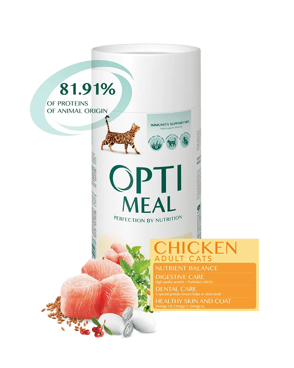 Optimeal+ для дорослих котів (курка), 650 г