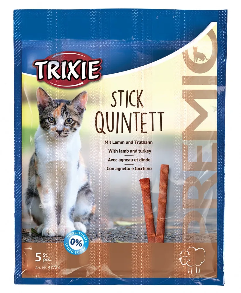 42723 Ласощі для котів Trixie Premio Stick Quintett ягня, індичка 5шт*5г