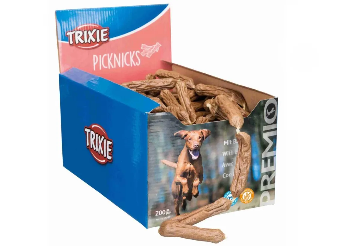 2741 Сосиски для собак Trixie Premio Picknicks бекон 8см*8г 200шт/уп (поштучно)