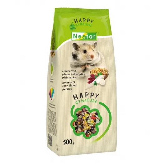 Nestor Happy by Nature Корм для хом'яків з амарантом, кукурудзяними пластівцями та петршкою 500г 3064