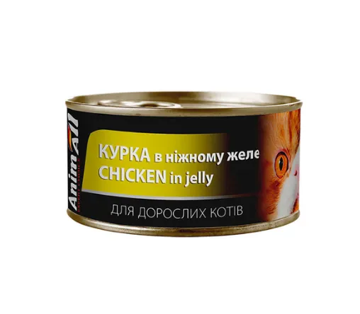 Animall вологий корм для котів, курка в ніжному желе 85г