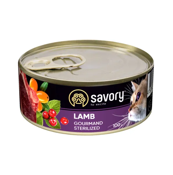 Корм Savory вологий для стерилізованих котів з ягням 100г 30716