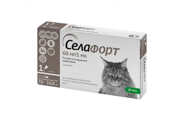 Селафорт для котів, стоп-он 60мг від 7,6до 10кг №1