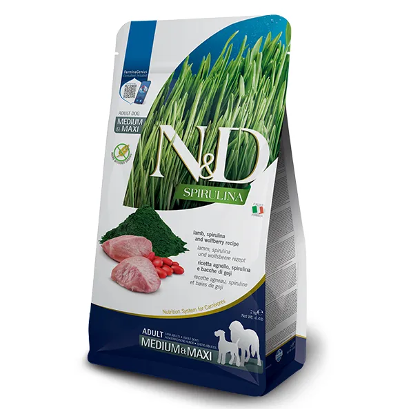 Farmina Dog N&D Grain Free Spirulina Lamb Adult Medium&Maxi з ягням, спіруліною та ягодами годжі 2kg 41074