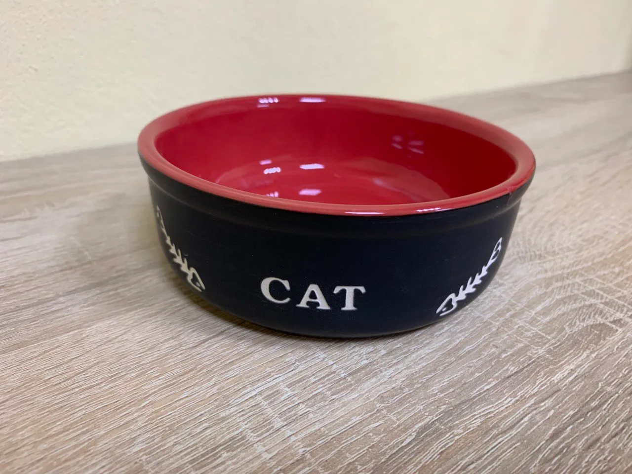 Н 73387 Миска керам. д/кота CAT чорно-червона 13,5*5см