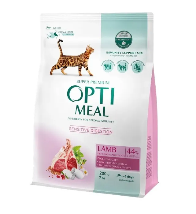 Optimeal+ для котів з чутливим травленням, ягня 0.2кг