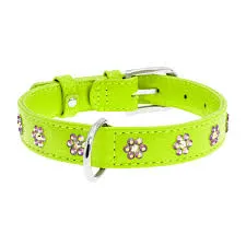 Нашийник "Collar Glamour" з клей.стразами (шир.9мм, довж.22-30см) салатовий