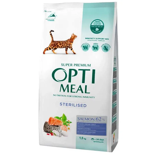 Optimeal+ для стерилізованих котів, лосось 1.5кг