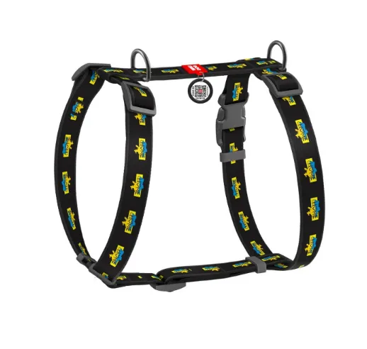 322-0230 Шлея WAUDOG Nylon анатомічна, Н-образна, з QR паспортом, малюнок "Дім", пласт. фастекс L Ш 25мм А 50-90см В 60-100см
