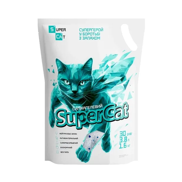 Силікагелевий наповнювач SuperCat для котячих туалетів 1.6кг 3526