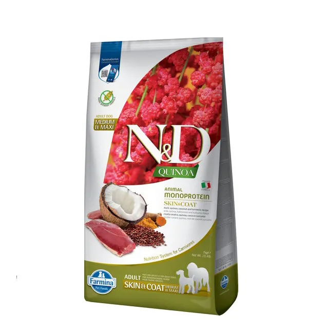 Farmina Dog N&D Skin&Coat Quinoa, Duck&Coconut Adult Medium&Maxi з качкою, кіноа, кокосом та куркумою для сер, та вел, порід 7кг 42002 — фото, характеристики, купити в «Живий Куток»