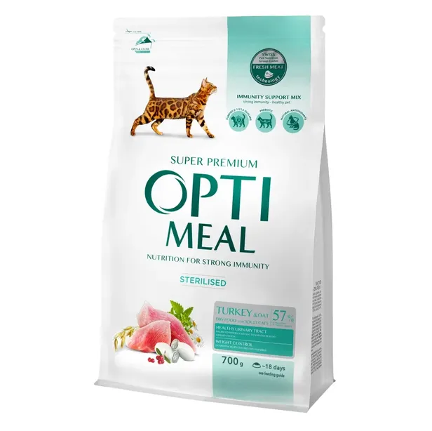 Optimeal+ для стерилізованих котів індичка, овес 700г