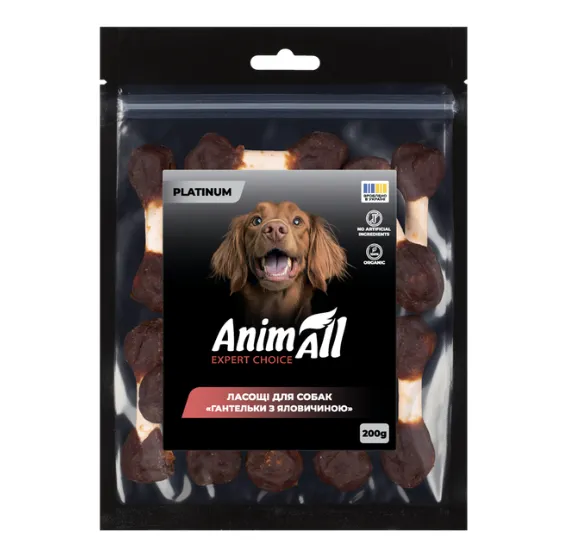 AnimAll Platinum Гантельки з яловичиною для собак 1кг 186 038